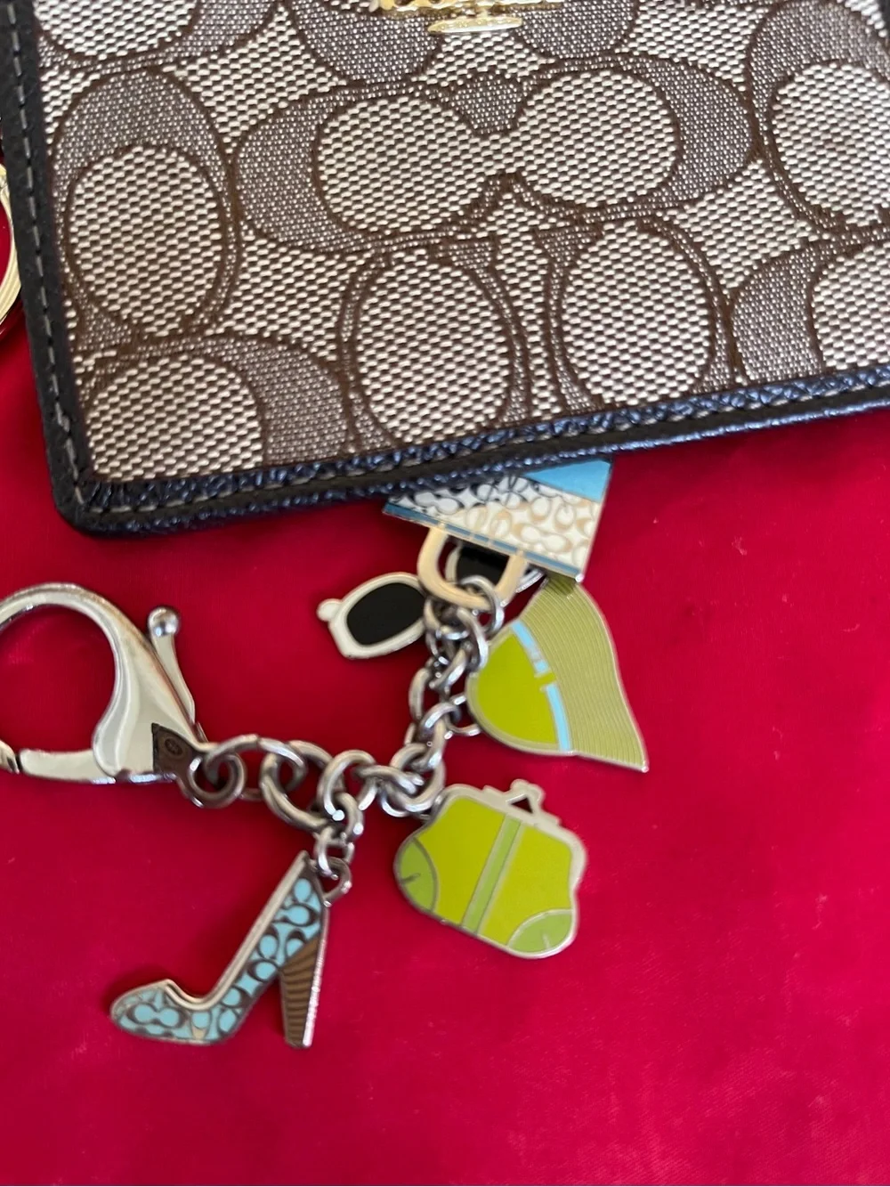 Vintage Coach Enamel Charm Keychain travel themed